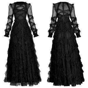 Mesh Lace Ruffled Maxi Dress